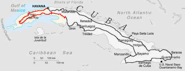 Cuba: Section 1 Route Map