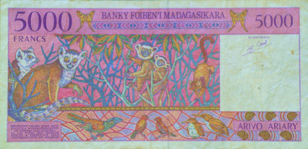 5,000 Franc bill